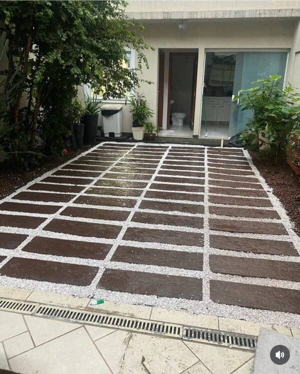 Piso concreto imita madeira